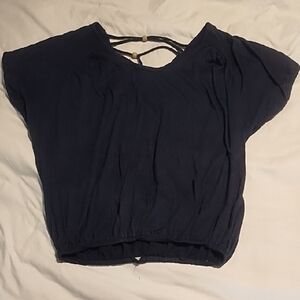Self Esteem Navy Blue Short Sleeve Top